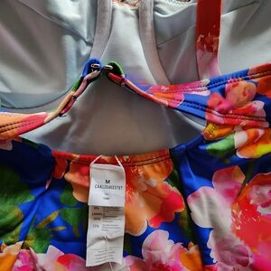 Cupshe Floral One Piece Swimsuit - Blue and Pink